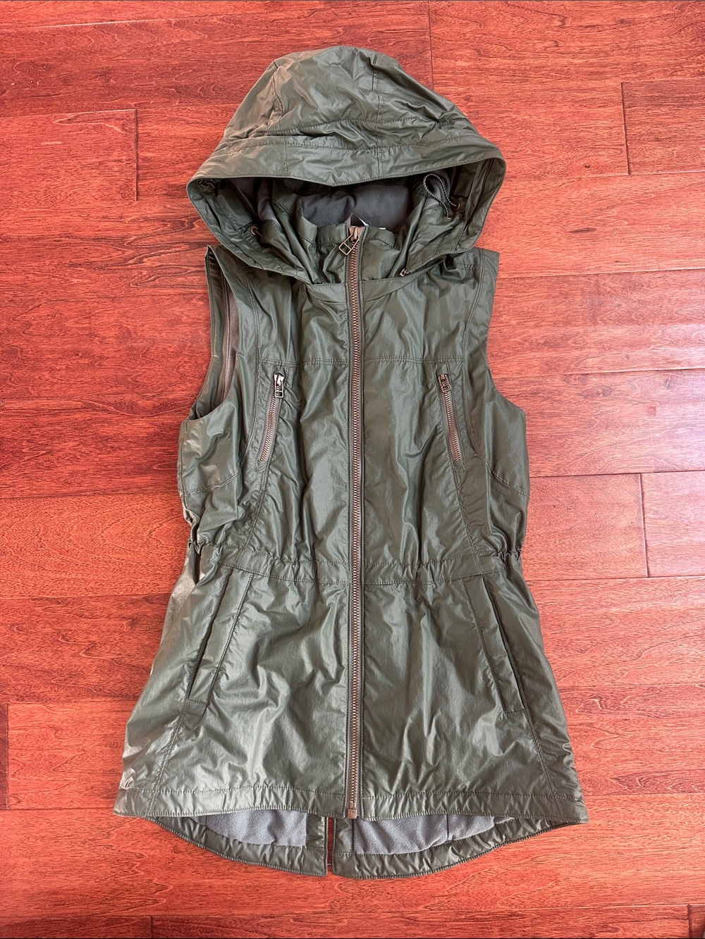 Athleta Olive Green Hooded Lightweight Vest